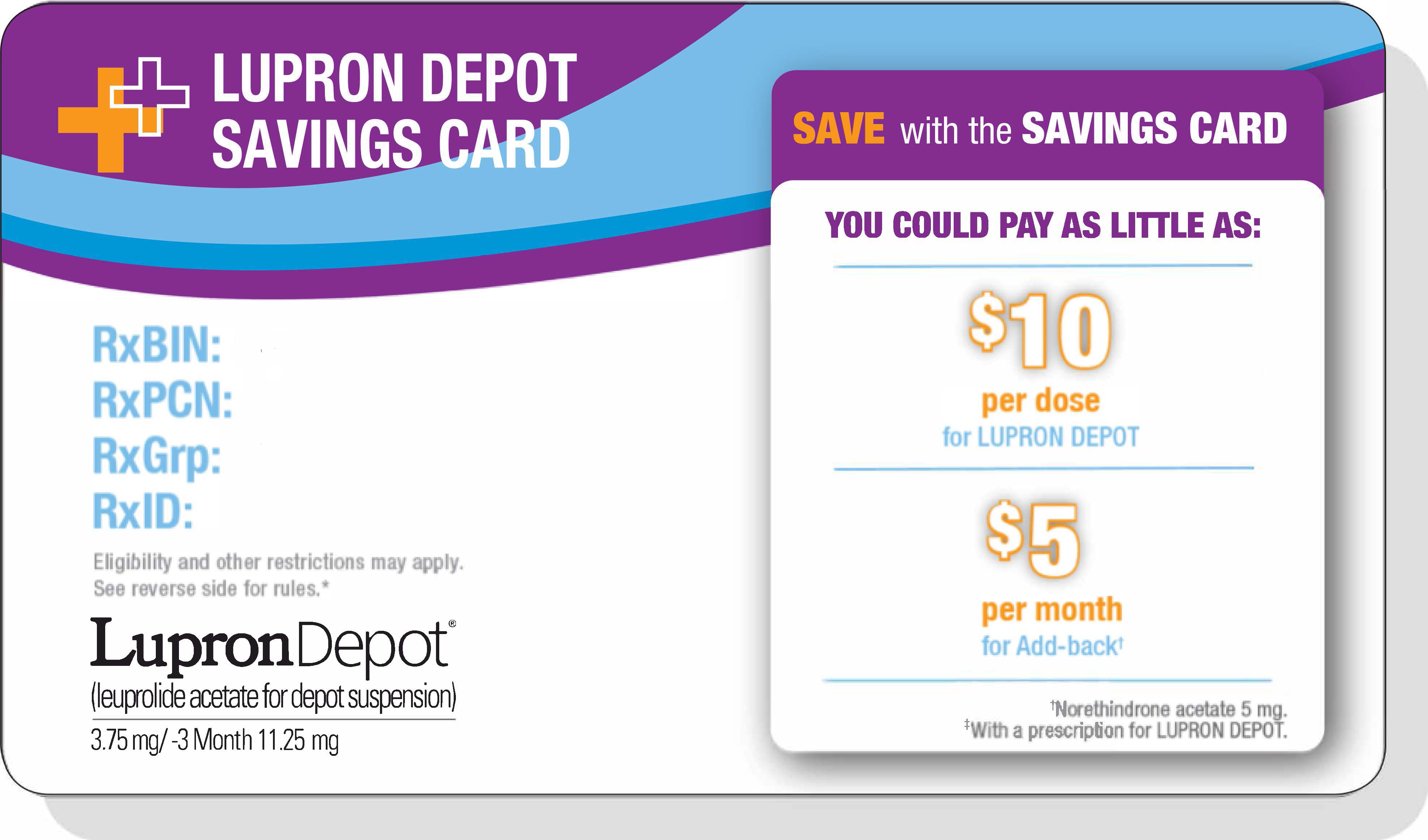 Savings card for patients with endometriosis